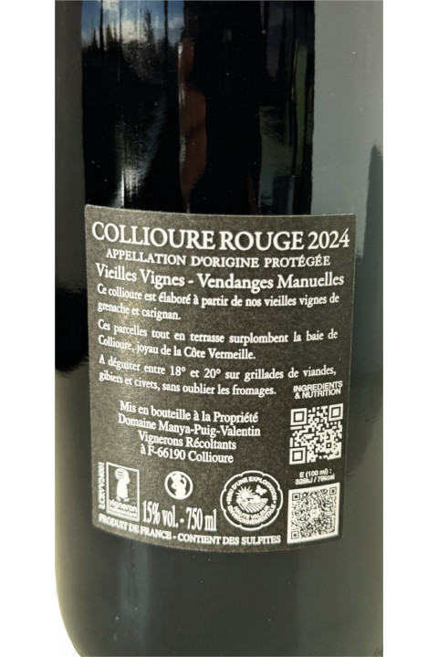 AOP Collioure Rouge Vieilles Vignes - Domaine Manya-Puig-Valentin